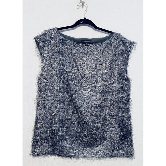 Banana Republic Womens Textured Snakeskin Print Top Cap Sleeve Blue Medium - Picture 1 of 7